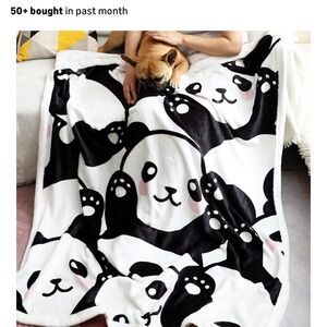 Panda Design Black and White Throw Blanket
